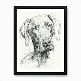 Weimaraner Dog Line Sketch 1 Art Print