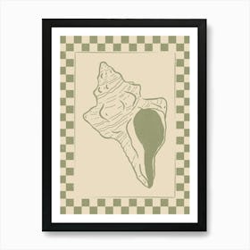 Seashell 11 with Checkered Border Poster