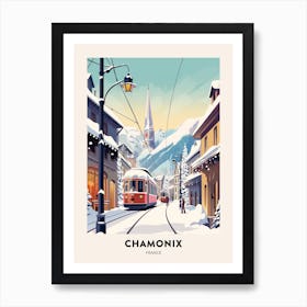 Vintage Winter Travel Poster Chamonix France 1 Art Print