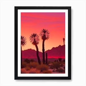 Joshua Tree Retro Sunset 2 Art Print