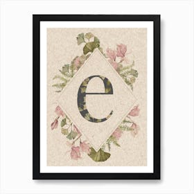 Floral Monogram E Art Print