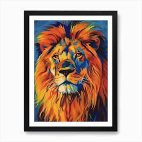 Asiatic Lion Portrait Close Up Fauvist Painting 1 Art Print