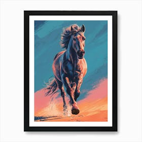 Horse Running In The Desert Art Print