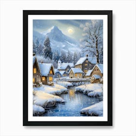 The Ethereal Beauty Of A Snow Covered Scandinavian Village 1 Art Print