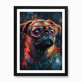 Pug Cyber Punk Sci Fi Art Print
