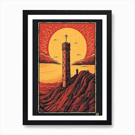 The Tower Tarot Card, Vintage 3 Art Print