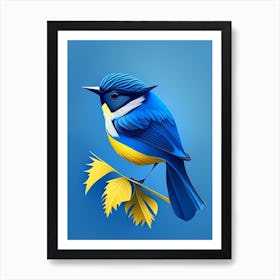 Blue Bird On A Branch 3 Art Print