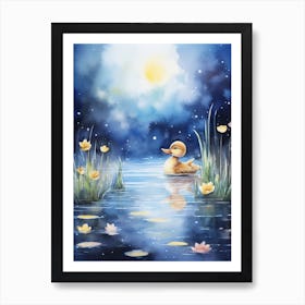 Duckling In The Moonlight 3 Art Print