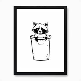 A Minimalist Line Art Piece Of A Honduran Raccoon 3 Art Print