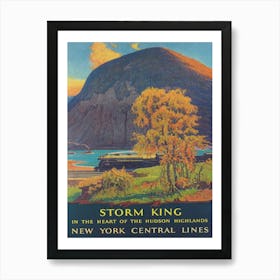 Storm King Train in New York Vintage Poster Art Print