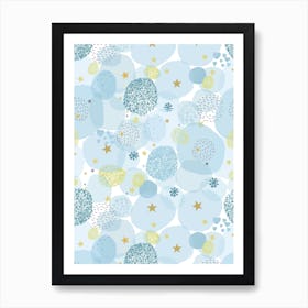 Blue Square Stars Art Print