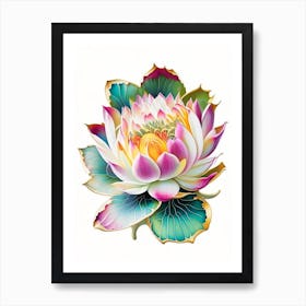 Lotus Flower, Buddhist Symbol Decoupage 4 Art Print