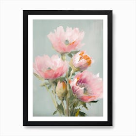 Proteas Flowers Acrylic Painting In Pastel Colours 4 Art Print