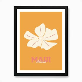 Maui Hawaii City Floral Coastal Wall Art Art Print