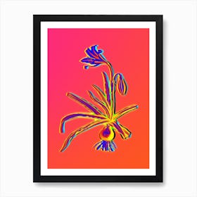 Neon Amaryllis Broussonetii Botanical in Hot Pink and Electric Blue n.0224 Art Print