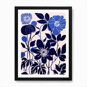 Blue Flower Illustration Passionflower 2 Art Print