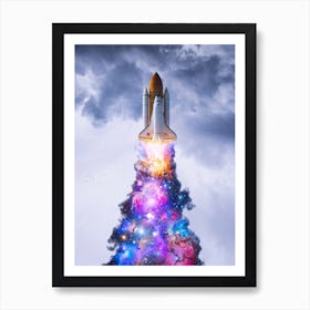 Spaceship Multicolored Smoke Art Print