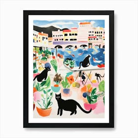 The Food Market In Positano 2 Illustration Art Print