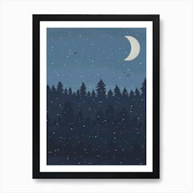 Night Sky With Trees Art Print