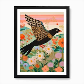 Maximalist Bird Painting Blackbird 3 Art Print