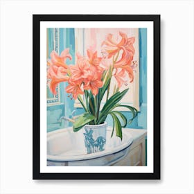 A Vase With Amaryllis, Flower Bouquet 3 Art Print