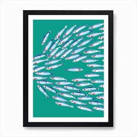 Fish Print Teal Turquoise Art Print