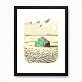 Beehive In A Field 1 Vintage Art Print