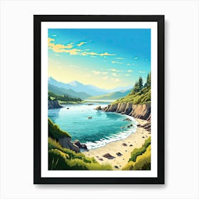 Big Sur California, Usa, Flat Illustration 2 Art Print