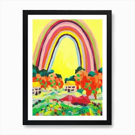 Countryside Rainbow On Yellow Art Print