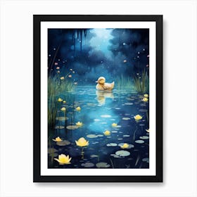 Duckling In The Moonlight 1 Art Print