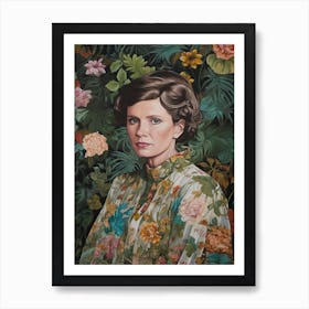 Floral Handpainted Portrait Of Princess Leia Carrie Fisher1 Art Print