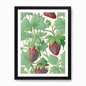 Alpine Strawberries, Plant, William Morris Style 3 Art Print