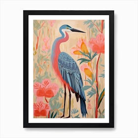 Pink Scandi Great Blue Heron 4 Art Print