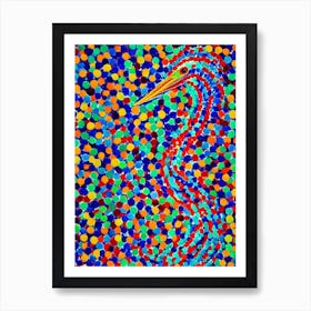 Egret Yayoi Kusama Style Illustration Bird Art Print