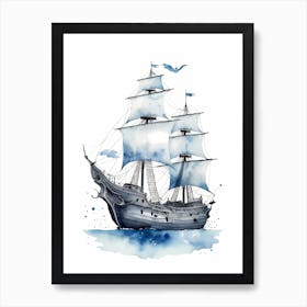 Sailing Ships Watercolor Painting (12) Art Print