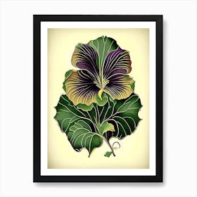 Pansy Leaf Vintage Botanical 3 Art Print