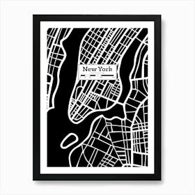 New York City Map — Hand-drawn map, vector black map Art Print