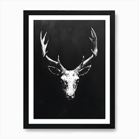 Dark Gothic Deer Head Art Print