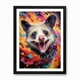 A Foraging Possum Vibrant Paint Splash 3 Art Print