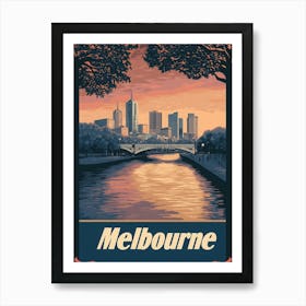 Aihrgdesign A Retro Travel Poster For Melbourne Featuring The 87db6ec1 22e8 49a5 882f Bc5179939180 0 Art Print