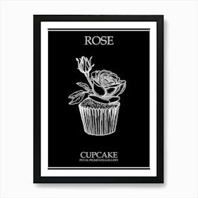 Rose Cupcake Line Drawing 2 Poster Inverted Art Print