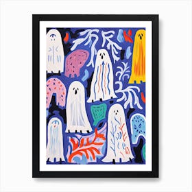 Funny Ghosts Matisse Style, Halloween Spooky Art Print