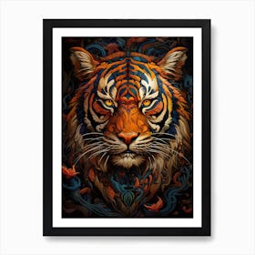 Tiger Art In Mural Art Style 3 Art Print