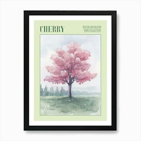 Cherry Tree Atmospheric Watercolour Painting 2 Poster Art Print