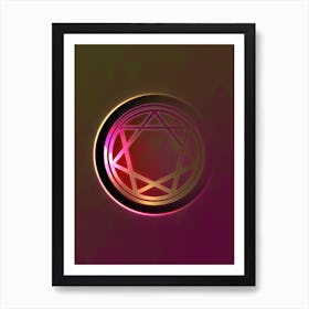 Geometric Neon Glyph on Jewel Tone Triangle Pattern 113 Art Print