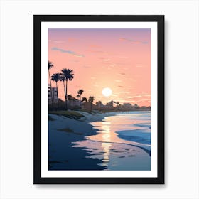 Illustration Of Gulfport Beach Mississippi In Pink Tones 3 Art Print