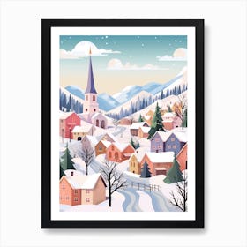 Vintage Winter Travel Illustration Transylvania Romania 1 Art Print