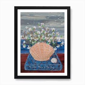 A Book And Sea Campion Bouquet Art Print