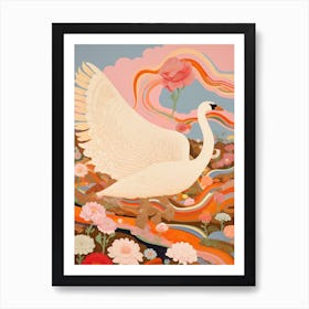 Maximalist Bird Painting Swan 3 Art Print