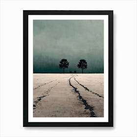 Two Trees In The Snow Art Print